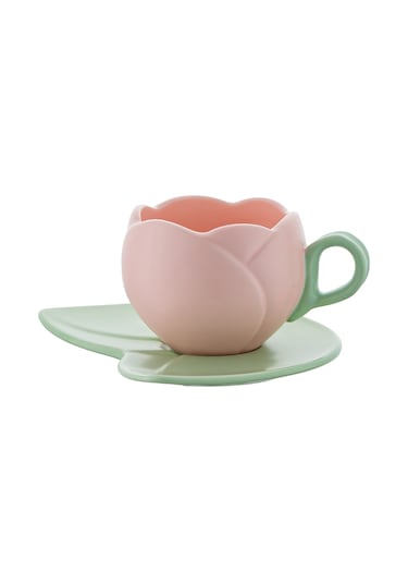 İstanbul Porselen Lale Kahve Fincan Takımı Çok Renkli 90 ML 6'lı