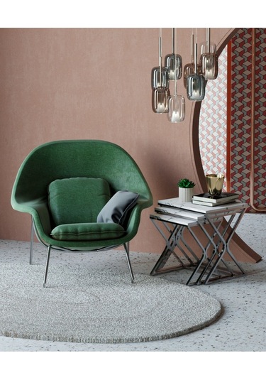 Makbulce Bulut 3lü Zigon Sehpa Krom Ayak Beyaz Mermer