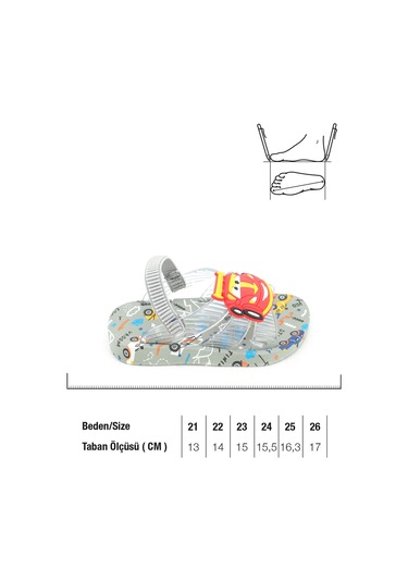 Gezer Yazlık Bebe Erkek Lastikli Islak Zemine Uygun Günlük Havuz Plaj Terlik-sandalet Gt6ybe.15135.00.019.k8 Gri