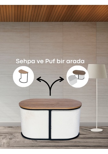 Evo Fonksiyonel Sehpalı Puf Beyaz