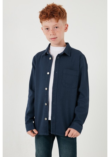Lela Pamuklu Tek Cepli Düz Yaka Erkek Çocuk Gömlek Cf24W129140G Lacivert