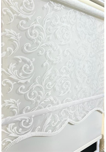 Çift Mekanizmalı Ekru Beyaz Tül Perde Ve Ekru Stor Perde Stb45251-v01 Ekru