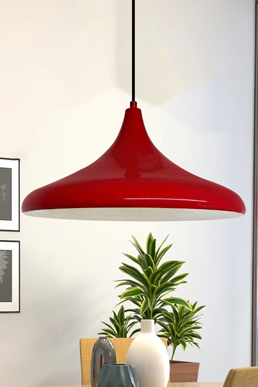 45 Cm Çaplı Champion Xl Kırmızı Avize Tekli Sarkıt Lamba Cafe Restoran Salon Mutfak Avizeleri Kırmızı