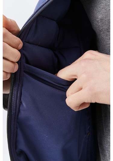 Uniprom Erkek Şişme Yelek Su Ve Rüzgar Geçirmez Ray Desen Lacivert