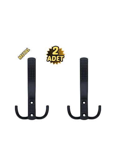 Noktalı Portmanto Vestiyer Askısı Metal Mat Siyah 2 Li Mat Siyah