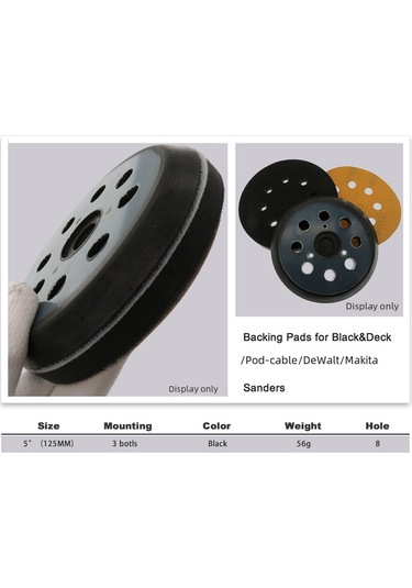 Dofolink 5 İnç Elektrikli Zımpara Diski, 8 Delikli Ve 3 Gözlü Tasarım, Otomatik Yapışkan Kadife Zımparası İle Dayanıklı Taç