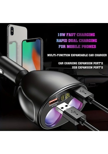 Trendooze 360 Derece Dönebilir 2usb Gaojunshop01 Çoklu Şarj Cihazı Telefon Ve Araç İçin