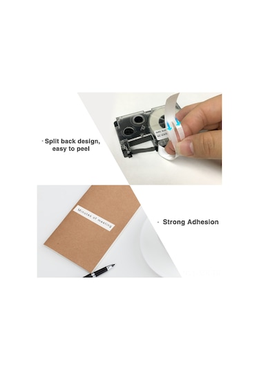 Geeroyoo Casio Yazıcılar İçin Dayanıklı Ve Su Geçirmez 9mm Mavi Beyaz Etiket Şeridi - Kz-9abu Uyumlu