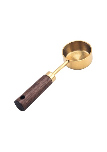 Sones 15ml Ahşap Saplı Paslanmaz Çelik Ölçüm Kaşığı Kahve Tozu Süt Tozu Kaşığı, Renk: Altın