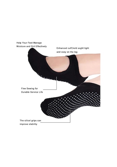 Gri Kadınlar İçin Yoga Çorap Moda Kaymaz Çorap Bale Pilates Dans Ev Kat Çorap
