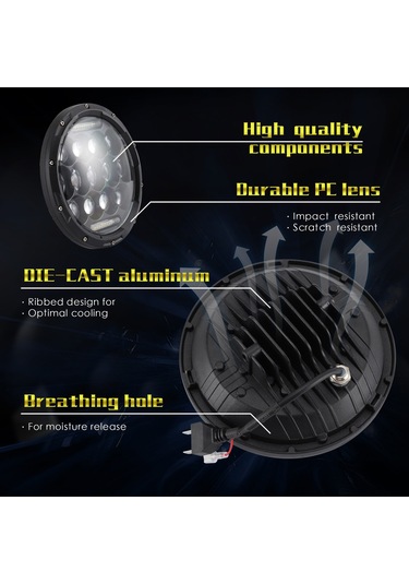 Eagevision C0045 7" LED Su Geçirmez DRL Yuvarlak Araba Farı.