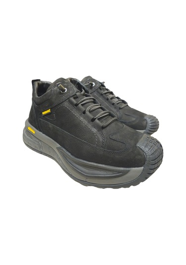 Voyager Lastik Bağcıklı Kısa Boğazlı Hakiki Deri Erkek Bot M440 Siyah Nubuk