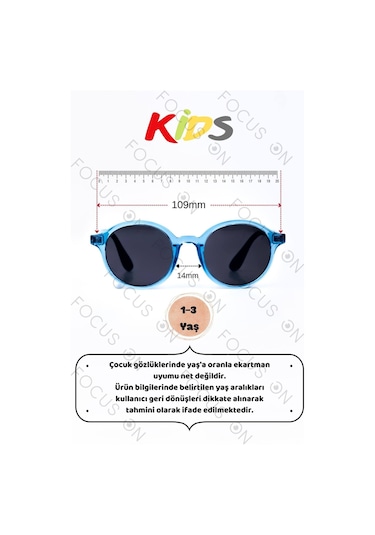 Focus On KS006-C8-P-FÜME Mavi Polarize Çocuk Güneş Gözlüğü
