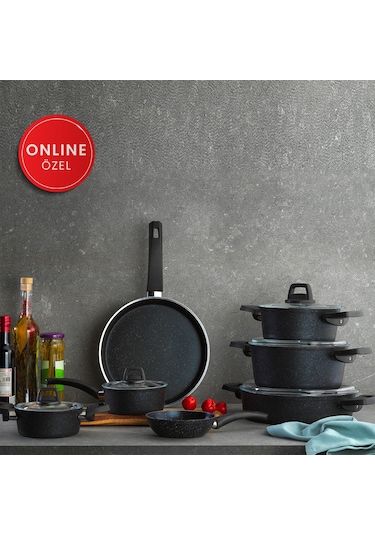 Schafer Dark Storm Y.Y. Tencere Seti 12  Parça Siyah