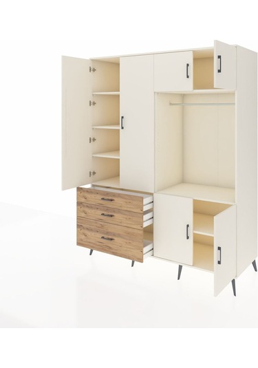 Kronos Gardrop 7 Raflı 3 Çekmeceli Tek Askılı 176x59x221 Aytaşı-aytaşı/çam Aytaşı/çam