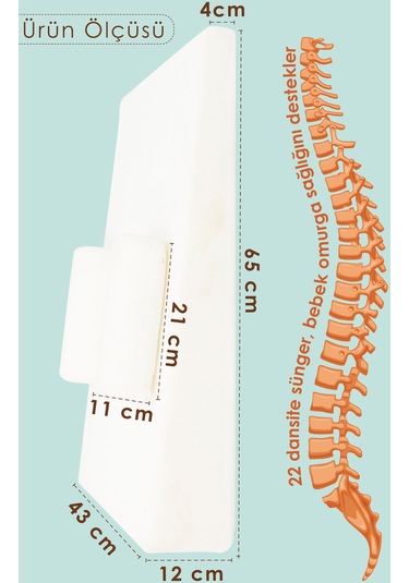 Mordesign Bebek Yatağı, Yıkanabilir, Ayarlanabilir Yan Bariyer Yastıklı Reflü Yatağı Beyaz Zg989-1