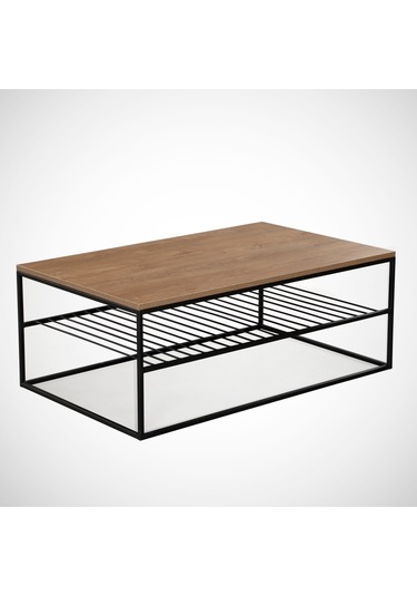 Etna Orta Sehpa Metal & Orta Masa Kafkas Meşe/Metal Ayaklı Sehpa