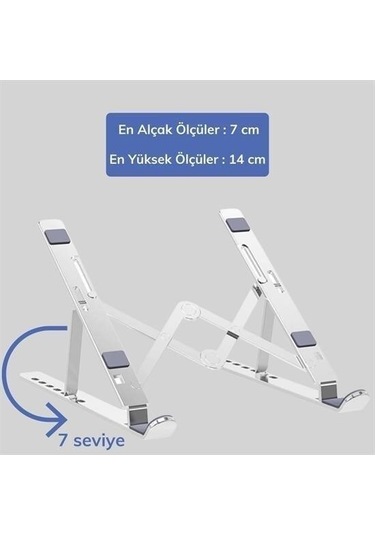 9068317361598 - Buffer Ayarlanabilir Dizüstü Destek Tabanı Tamamen Katlanabilir Taşınabilir Laptop Yükseltici