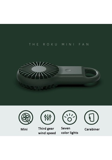 El Tipi Cep Mini Küçük Fan Taşınabilir Şarj Dış Usb Fan 7 Renk Işığı Ordu Green 9939 Yeşil