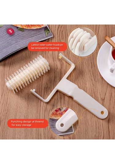 Vkemall Büyük Boy Pizza Kesici Tekerleği - Pp Malzeme Izgara Desenli Mutfak Aracı - Opp Çanta Paketli Beyaz