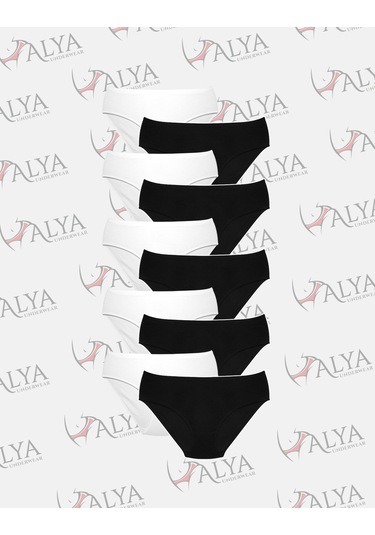 Alya Underwear Kadın Külot Basic Slip Renkli Pamuklu Iç Çamaşırı 10'lu Paket Multicolor-x32 Siyah - Beyaz X30