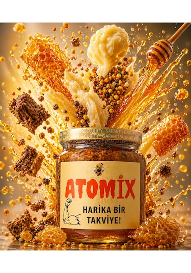 Yeni Atomix Honey Mix 3 500g Royal Jelly + Propolis + Fresh Bee Pollen + Natural Honey