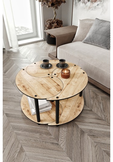 Yin Yang Unity Serenity Orta Sehpa 3 Lü Safir -meşe 70 Cm Meşe