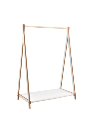 Prado Ahşap Dekoratif Ayaklı Elbise Konfeksiyon Askısı Beyaz