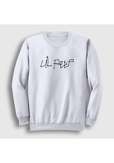 Presmono Unisex Logo Lil Peep Sweatshirt Beyaz