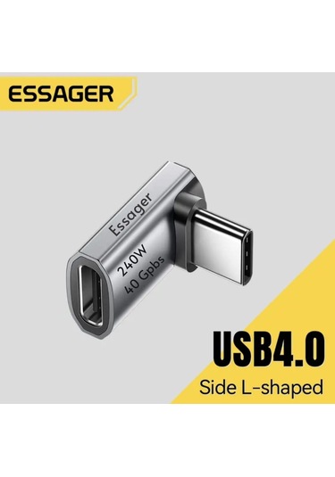 Essager Type-c Erkek Type-c Dişi Adaptör 40gbps 8k+4k Usb 4.0 Ce Lisanslı Çevirici Dönüştürücü Adaptör