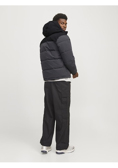 Erkek Rüzgara Dayanıklı Kapüşonlu Puffer Mont - Otto Asphalt