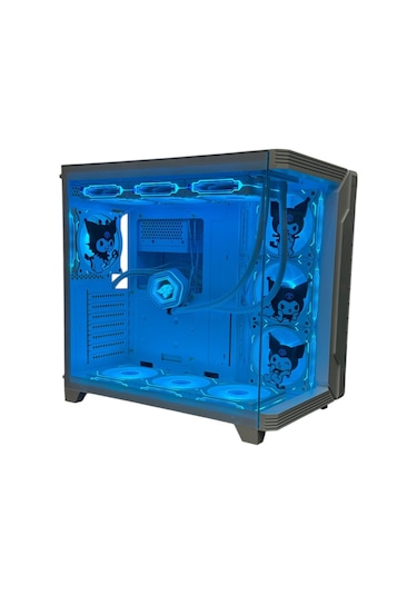 Kuromi Karakterli 7 Argb Fanlı 850w 80 Plus Bronz Power'lı 360mm Sıvı Soğutmalı Beyaz Akvaryum Kasa