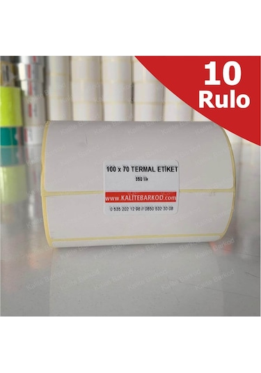 Termal Etiket 100X70 - Barkod Etiketi 10 Rulo 3.500 Adet