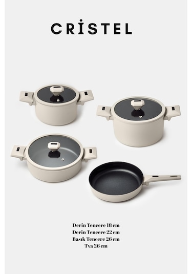 Cristel 7 Parça Tencere Seti Krem Krem