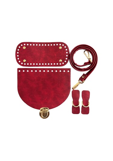 Fochsia 5 Adet Parlak Düz Rastgele Vintage Koyu Desenli Şarap Kırmızısı Çanta Aksesuarı El Örgü Sırt Çantası Tabanı