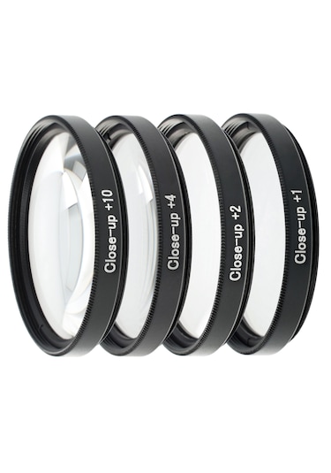 Ayex Close-up Filtre Seti 58 Mm +1 +2 +4 +10 Diyopter, Optik Cam, İnce Alüminyum, Çift Vidalı, Kılıflı