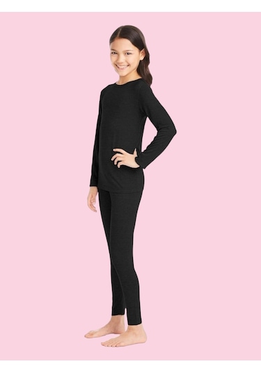 Tezzgelsin Kız Çocuk Termal Alt Üst İçlik Takımı Siyah