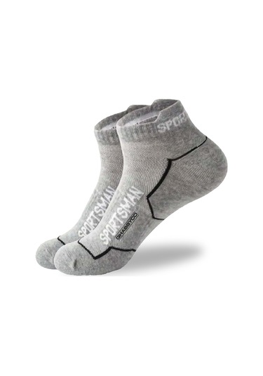 6 Çift Nefes Alabilen Ter Emici Koşu Futbol Fitness Antrenman İçin Erkek Kısa Spor Çorap Gri Melanj