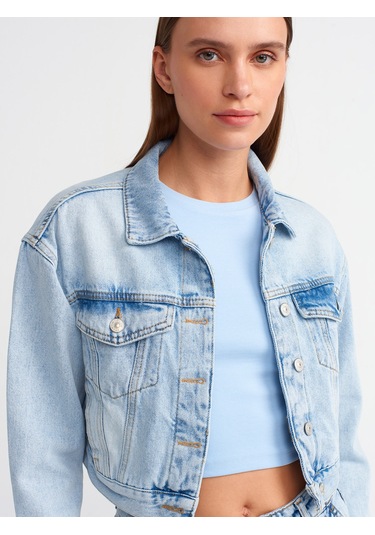Dilvin Crop Model Denim Mont Mavi