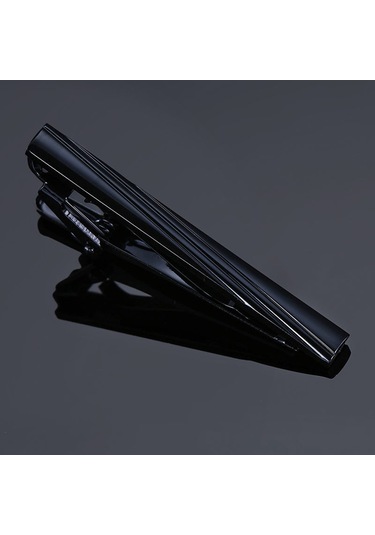 Mufunye Erkek İş Gömleği Kravat Klamuru, Çelik Malzeme, Elektroplating İşlemli, Hassas Pürüzsüz, Alerji Oluşturmaz, Konforlu Taşım, Siyah Çizgili Desenli Çok Renkli