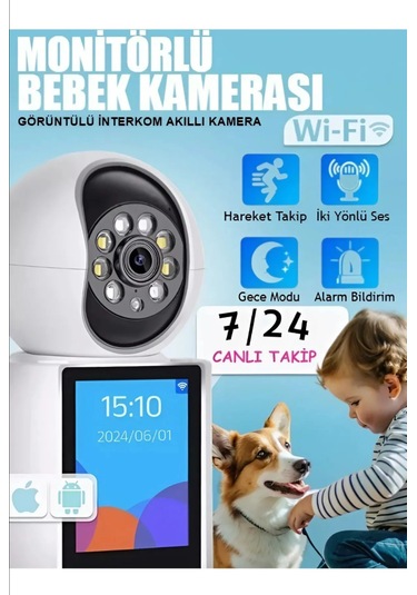 Full Hd 360 Akıllı Bebek Kamerası İki Yönlü Ses Gece Görüşlü Güv