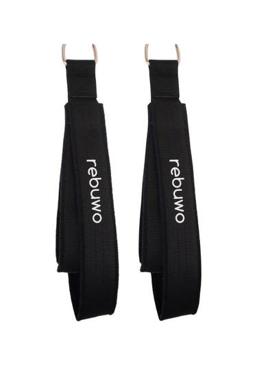 Rebuwo Pilates Elcik Reformer Yoga Pilates Tutma Aparatı Siyah Kadife Kumaş & Metal D Tokalı 1 Çift