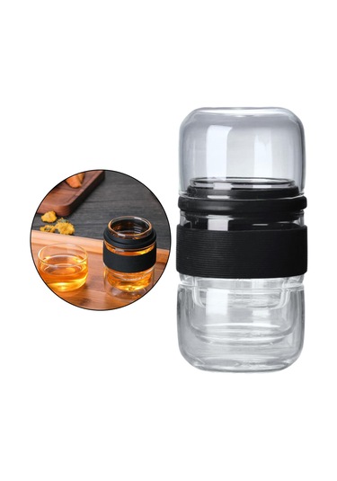 Homyl Seyahat Çay Seti Cam Ev Ofis Hediyeleri Için Siyah Siyah