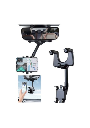 Araç İçi Telefon Tutucu Uzunluk Ve Açı Ayarlı Dikiz Aynası Kolay Kurulum Tüm Cep Telefonları Uyumlu