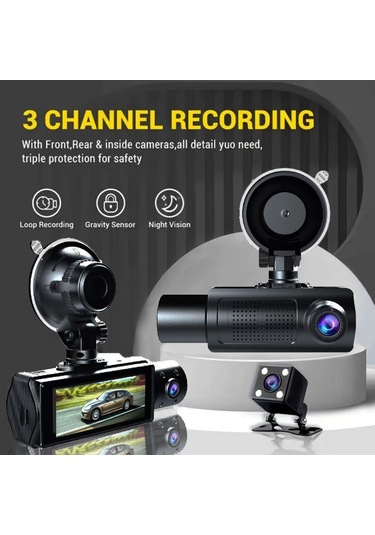 Ranyeek Siyah M10 İki Kamera Araç Dvr - 1080p Full Hd, Gece Görüşü, Döngü Kaydı, Çarpışma Kilidi, 3.16" Ips Ekran Sd Kart Yok