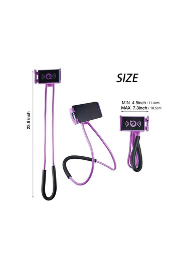 Honmex Mor Esnek Boyunluk Telefon Tutucu - 360 Döner, El Serbestliği Sağlar, Yatak Odası/masaüstü Kullanıma Uygun