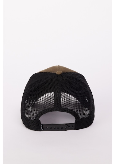 AC&Co / Altınyıldız Classics Erkek Siyah-bej Pamuk Değiştirilebilir Stickerlı Renk Bloklu Şapka Bej - Siyah