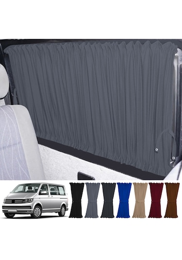 Pandami Volkswagen Transporter T5/t6/t7 Uzun Şase 2003-2022 Uyumlu Gri Raylı Oto Perde Takımı