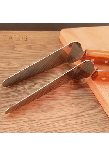 Kek Spatula Ahşap Saplı Paslanmaz Çelik Üçgen Spatula Ev İçin Dayanıklı Rahat Kavrama Peynirli Pizza Kürek