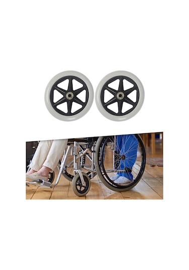 Suntek 2 Parça Tekerlekli Sandalye Yedek Tekerlekler Gri-6-inç